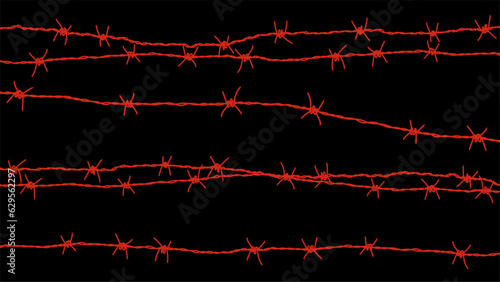 Barbed wire background. Vector illustration isolated on black.