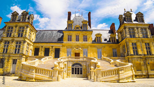 Medieval landmark - royal hunting castle Fontainbleau, France. Palace of Fontainebleau near Paris.  photo