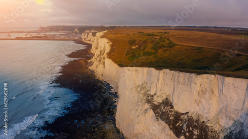 White cliffs of Dover background image. Beautiful sunny day on white cliffs of Dover in Great Britain. 