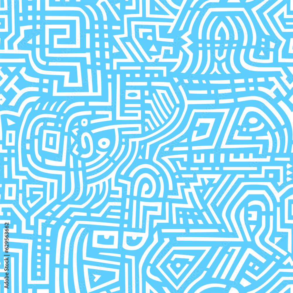 Abstract blue and white maze seamless pattern. Ornamental labyrinth tile background. Vector tile Abstract blue and white maze seamless pattern. Ornamental labyrinth tile background. Vector tile