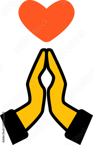 Thank you icon, prayer, meditation, or a gesture of respect and gratitude