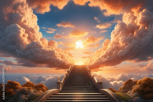 Imaginary representation of the stairway to heaven, Generative AI