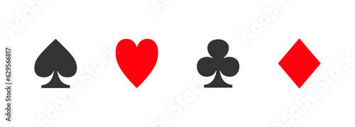 Suit deck playing cards. Set poker and casino icon. Vector isolated illustration