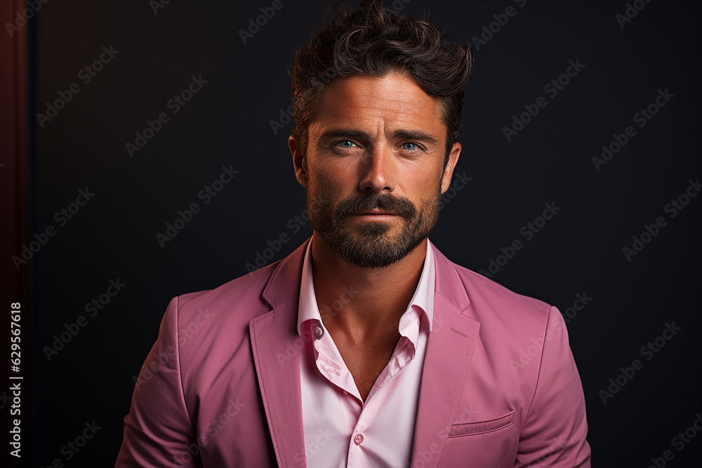 Generative ai studio portrait of handsome gorgeous man on color background