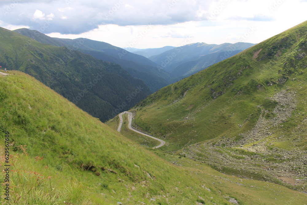 A winding road through a valley