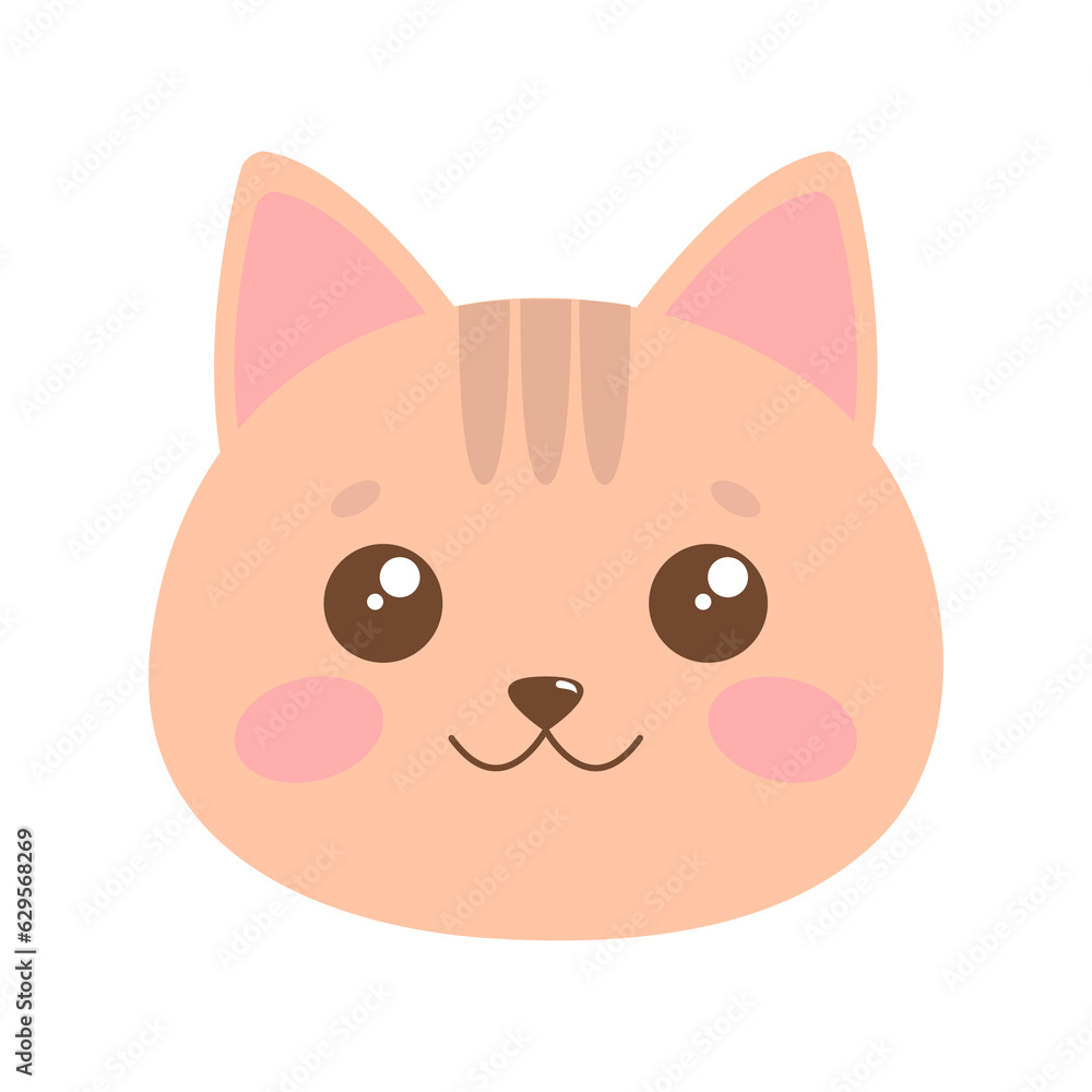 Cute cat face. Illustration on transparent background Cute cat face. Illustration on transparent background