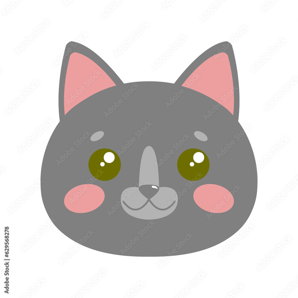 Cute cat face. Illustration on transparent background Cute cat face. Illustration on transparent background