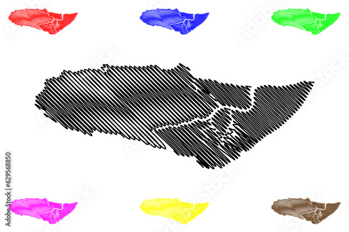 Rochford Non-metropolitan district (United Kingdom of Great Britain and Northern Ireland, ceremonial county Essex, England) map vector illustration, scribble sketch map photo