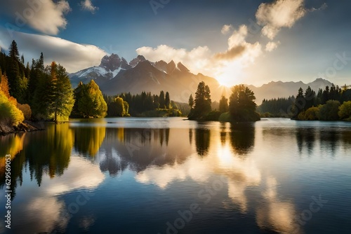 sunset over lake