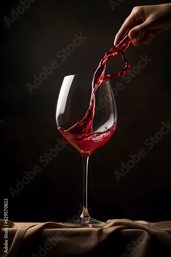 Red wine wave splash in a wine glass