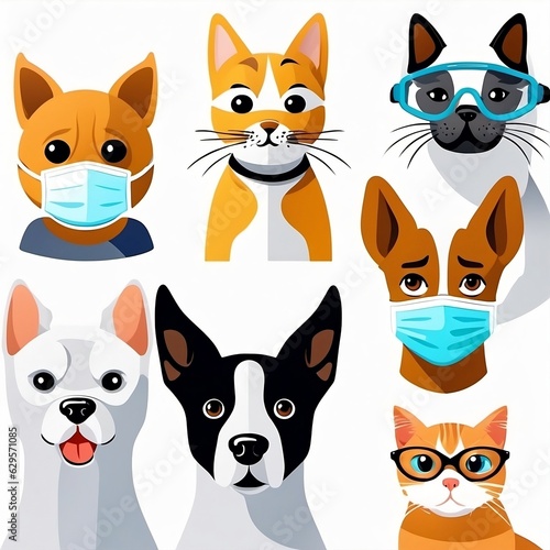 many different cats wearing masks on their faces. ai generated images.