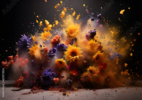 Sunflowers in a colorful flower explosion