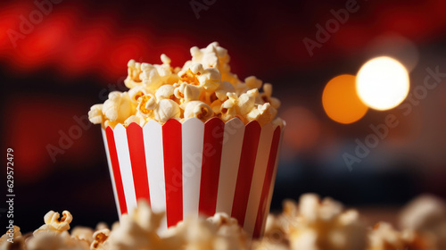 Movie popcorn in a bucket at the cinema