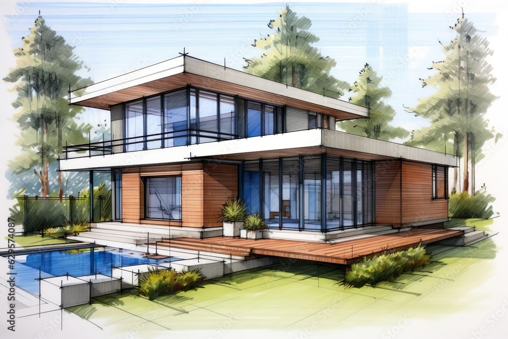 concept of dream house draw by designer with construction concept of dream house draw by designer with construction