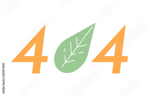 Houseplant leaf error 404 flash message. Empty state ui design. Love nature. Green foliage. Page not found popup cartoon image. Vector flat illustration concept on white background