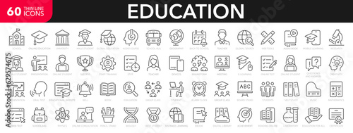 Education and e-learning icons set. Learning, school, student, college, teacher, sciences, e-book and more - stock vector.