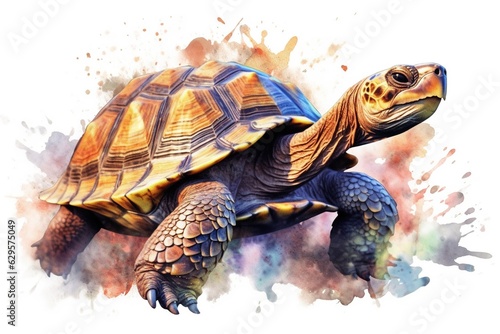 watercolor illustration of a giant tortoise