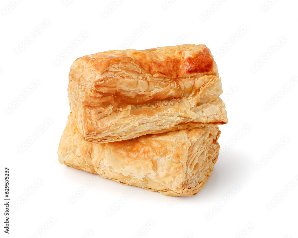 Fresh puff pastries isolated on a white background with Clipping Path. Fresh puff pastries isolated on a white background with Clipping Path.