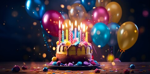Birthday cake wallpaper created with Generative AI technology