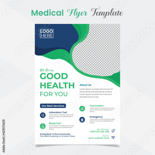 Healthcare and medical care flyer and poster template design
