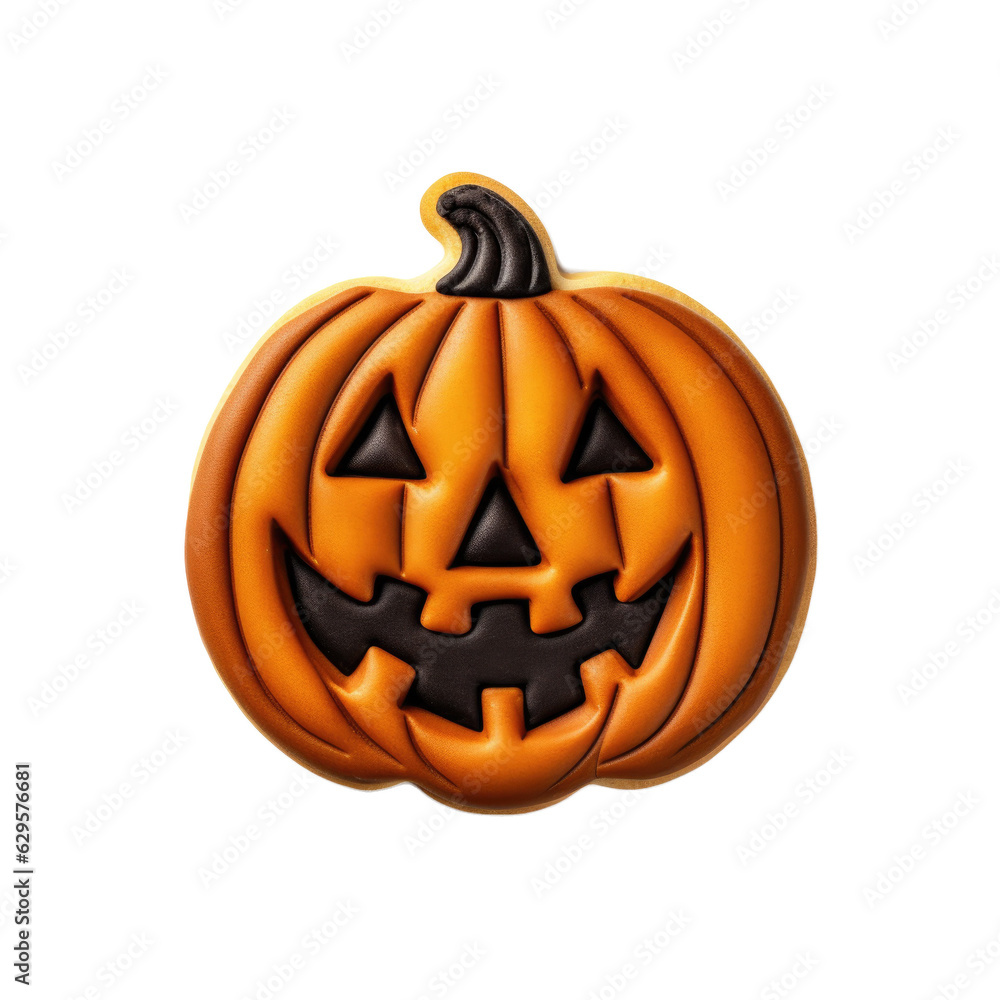 Cute Halloween Jack O' Lantern Cookie Isolated on a Transparent Background Cute Halloween Jack O' Lantern Cookie Isolated on a Transparent Background