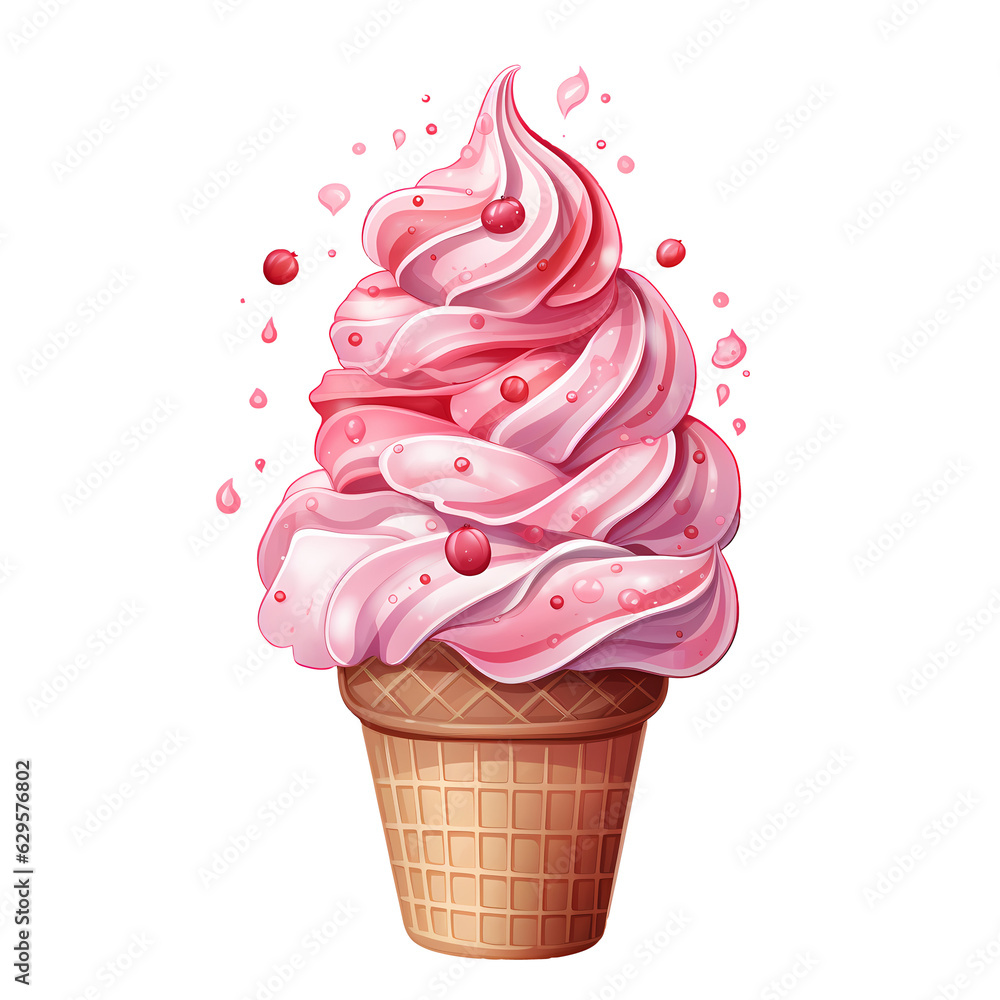 Pink Ice Cream watercolor Clipart Pink Ice Cream watercolor Clipart
