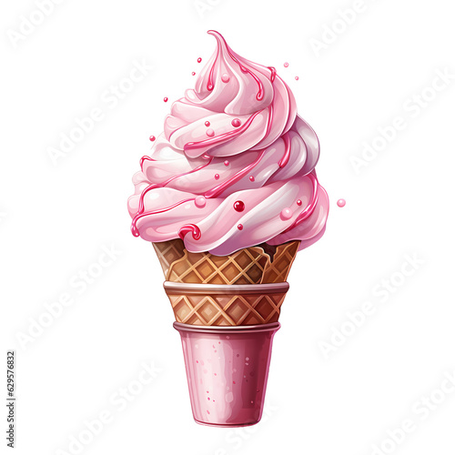 Pink Ice Cream watercolor Clipart