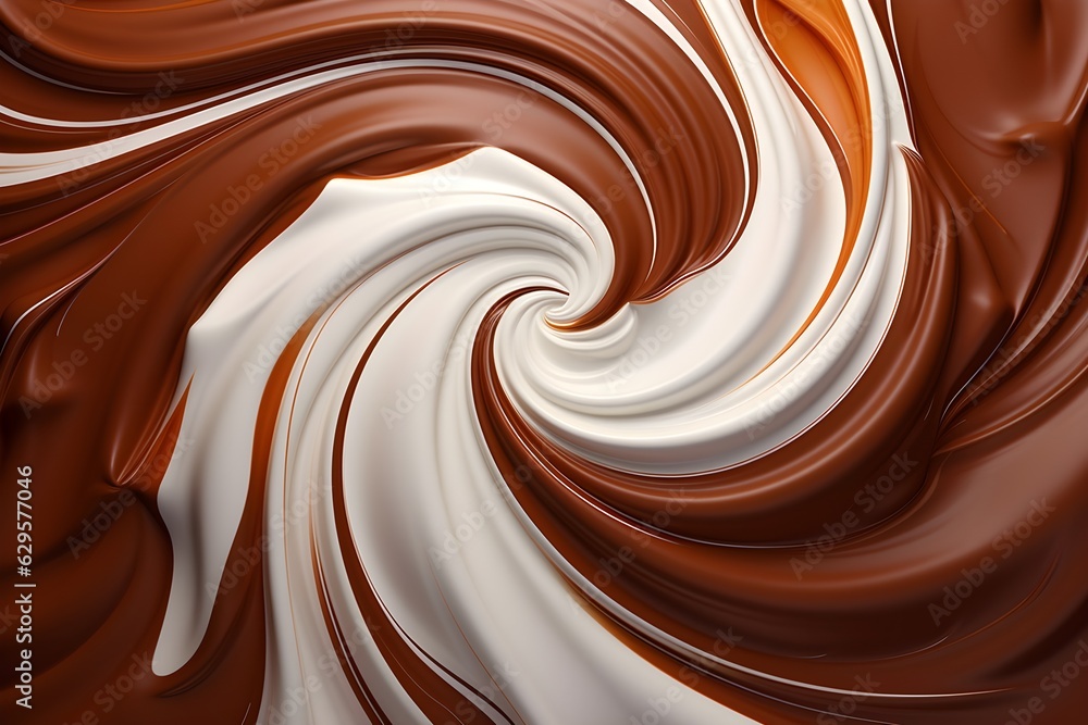 Chocolate swirl top view in the style of photo-realistic compositions created with Generative AI technology