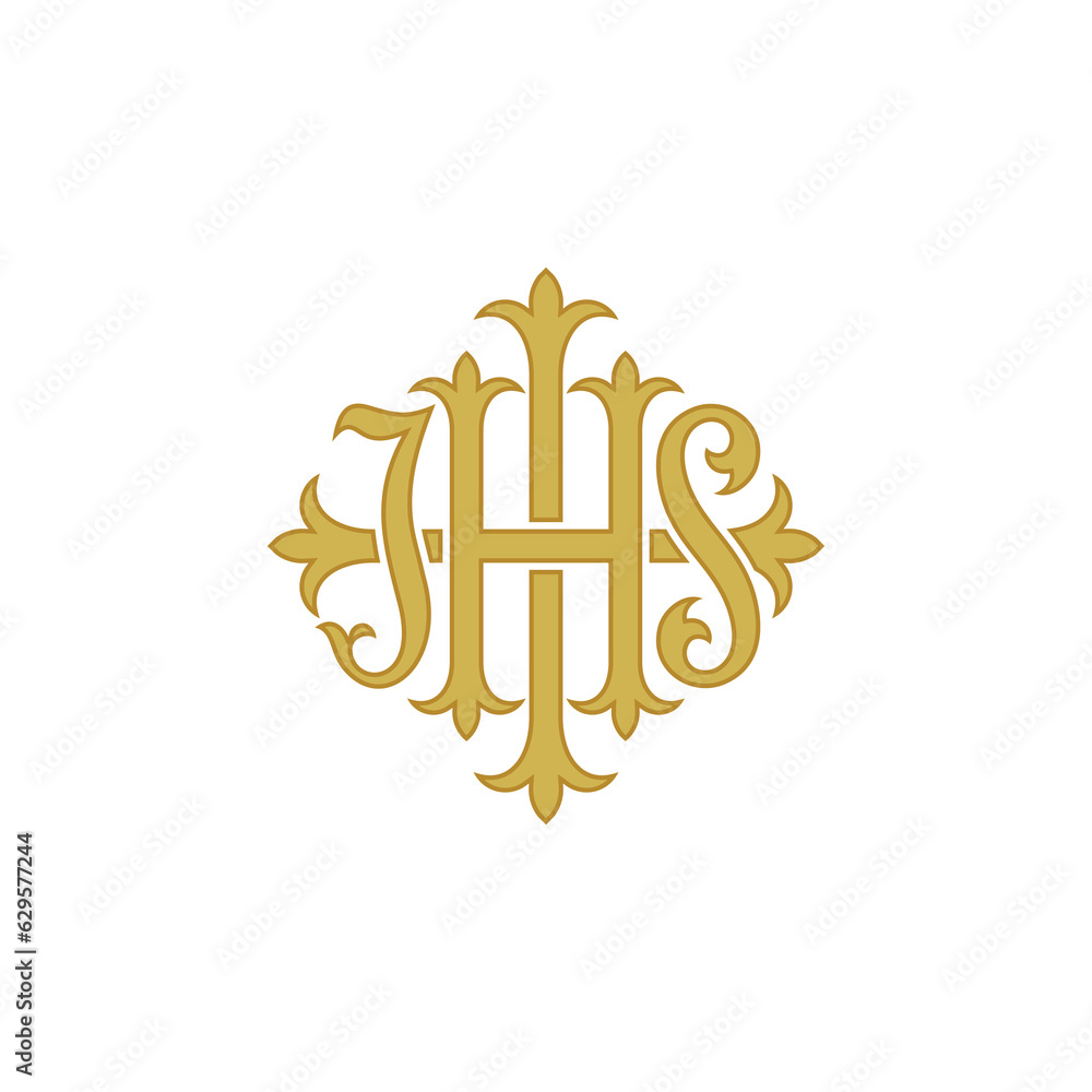 IHS monogram logo god jesus christ design vector symbol on white IHS monogram logo god jesus christ design vector symbol on white