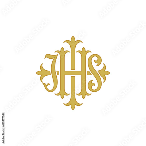 Photo IHS monogram logo, god jesus christ design vector symbol on white background