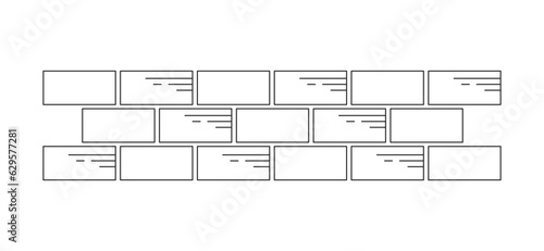 Brickwork flat monochrome isolated vector object. Brickwall, stone wall. Bricks textured material. Editable black and white line art drawing. Simple outline spot illustration for web graphic design