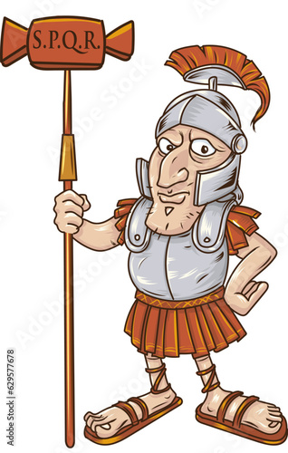 Roman centurion with Roman standard spqr. character illustration