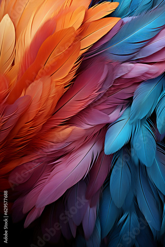 Abstract feather pattern texture, cool color. AI generative © SANGHYUN