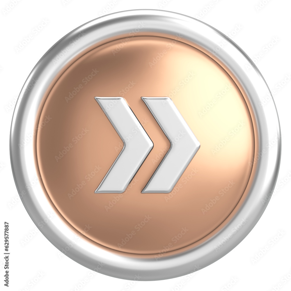 Next button. Continue button. 3D illustration. Next button. Continue button. 3D illustration.