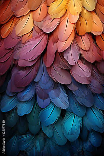 Abstract feather pattern texture, cool color. AI generative