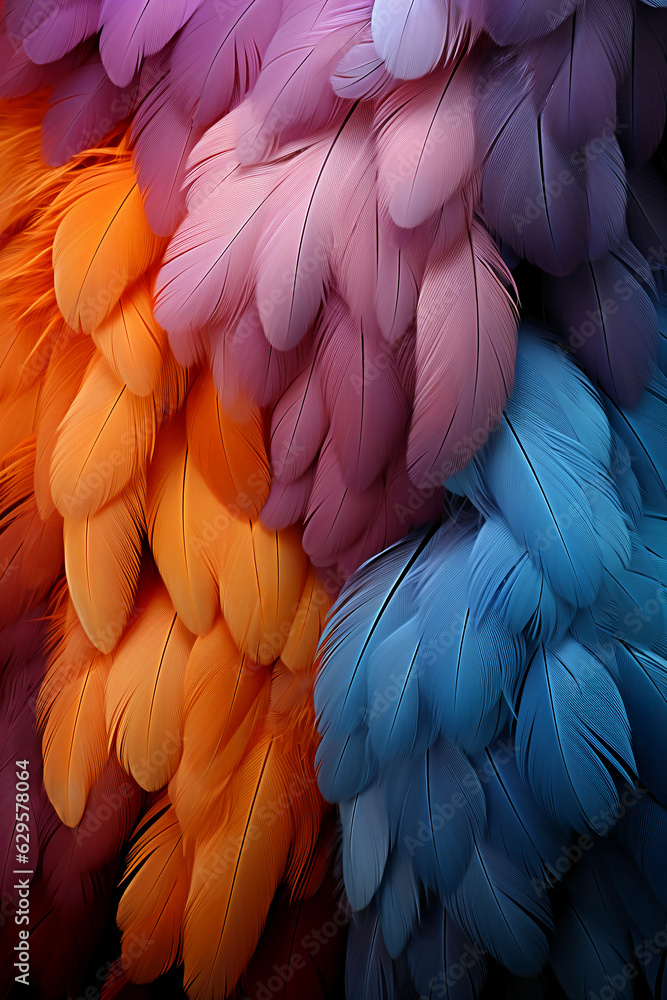Obraz premium Abstract feather pattern texture, cool color. AI generative