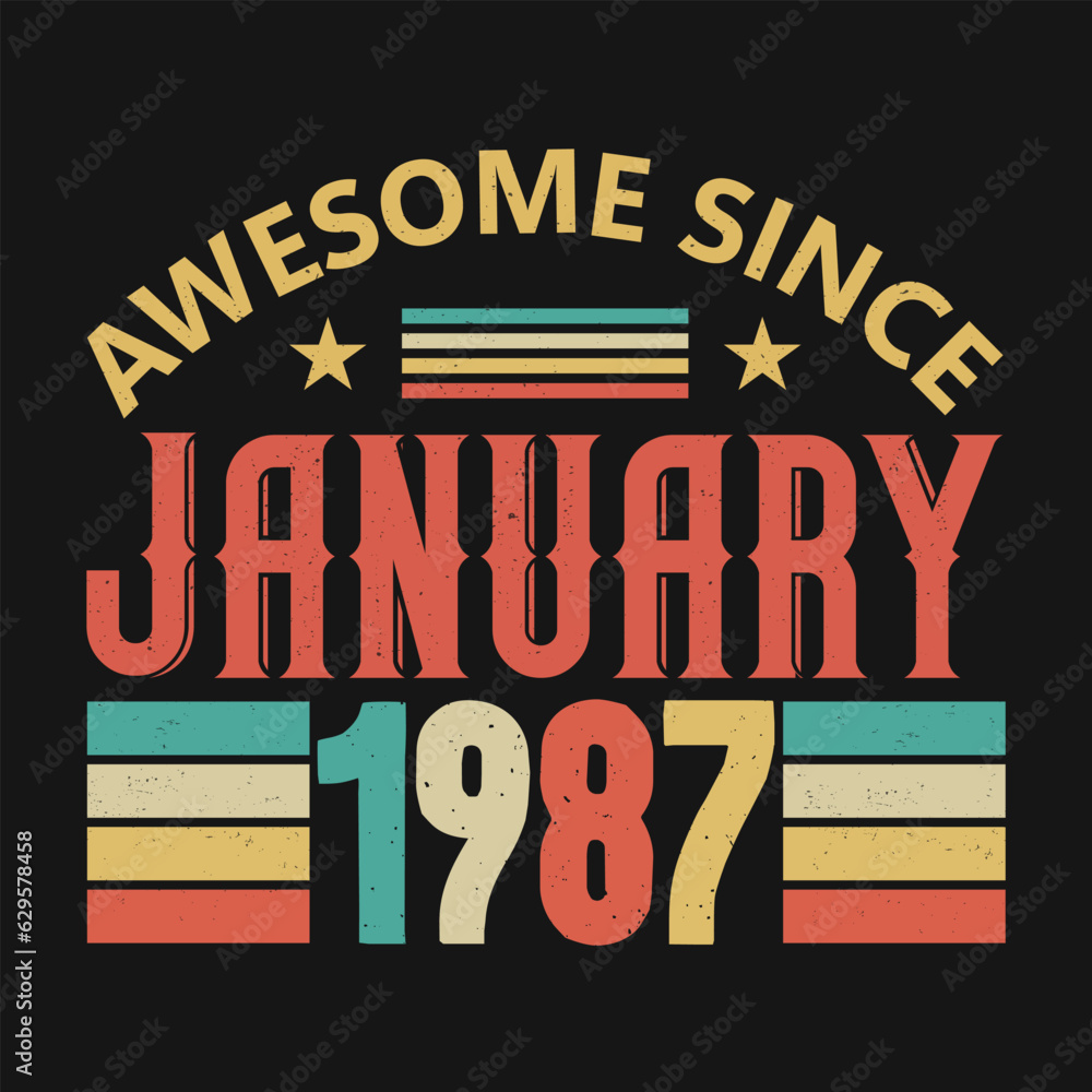 Awesome Since January 1987. Born in January 1987 vintage birthday quote design