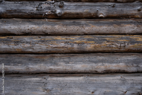 log background, the wall from the wooden logs