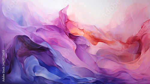 Abstract oil painting with large brush strokes in pink, beige, purple, white, orange, and blue pastel colors. Wallpaper, background, texture.
