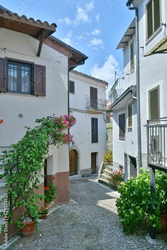 Characteristic quaint street of the medieval village of Abruzzo in Civitella Roveto  Italy