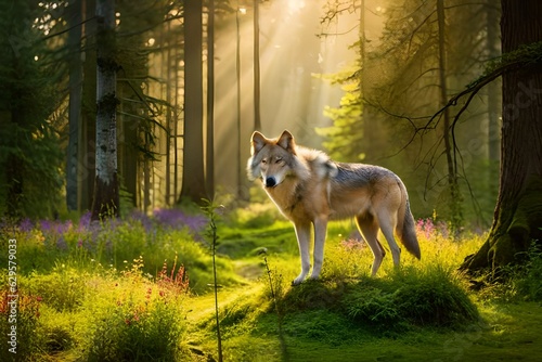 wolf in the forest generated Ai 
