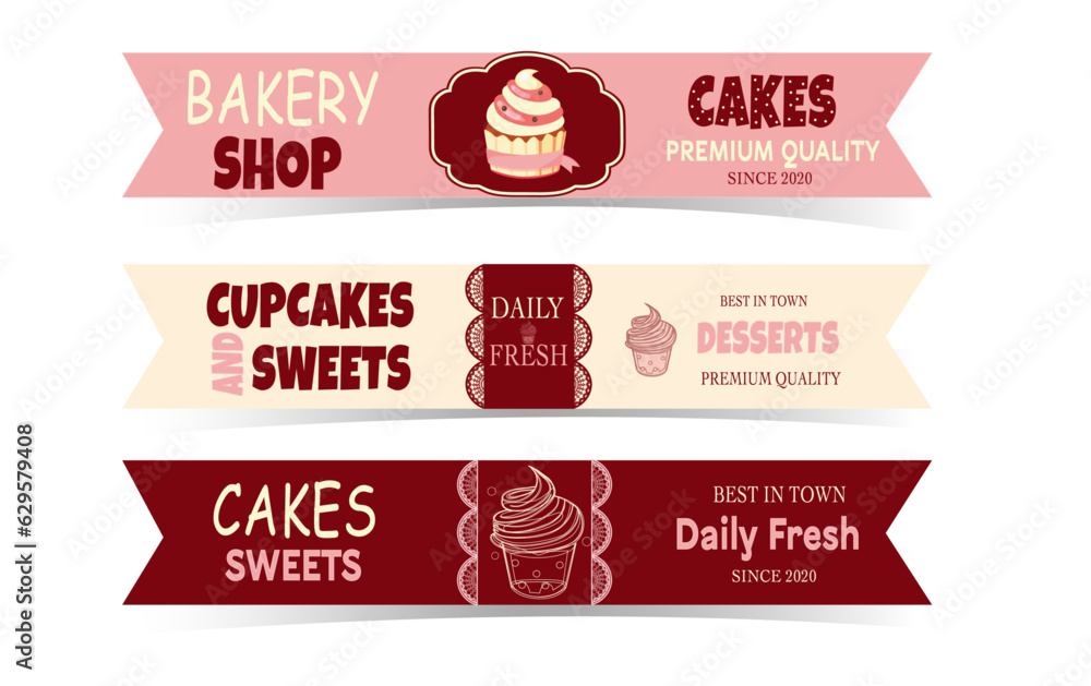  vector set of vintage labels and banners, Coupons for Bakery products, pastries