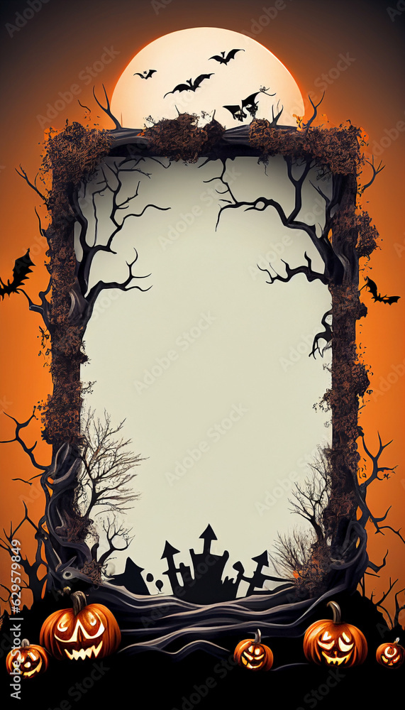 Halloween vibes concept with blank frame with aged edge. Terror background for banner, greeting card, poster and advertising with copy space for text. Creepy border concept. Halloween vibes concept with blank frame with aged edge. Terror background for banner, greeting card, poster and advertising with copy space for text. Creepy border concept.