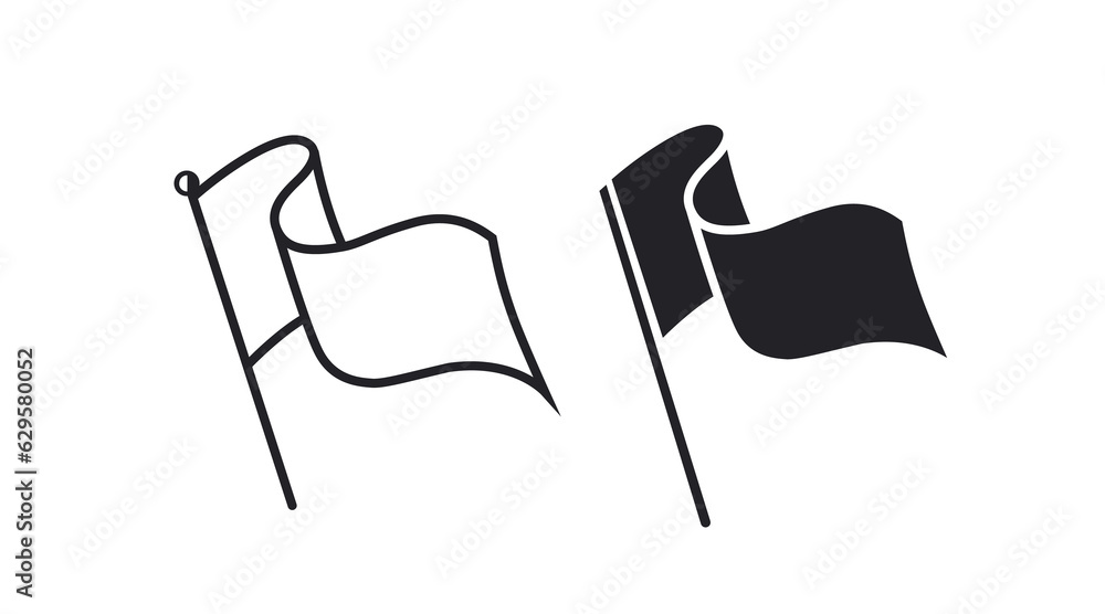 Silhouette of a developing flag. Black and white image. Silhouette of a developing flag. Black and white image.