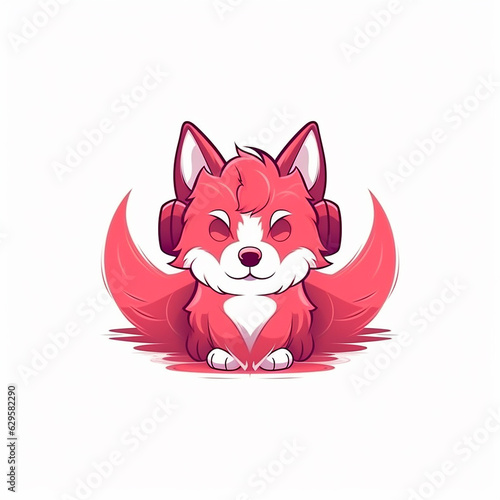 logo cartoon, cute wolf cartoon character logo, wolf symbol.   © Gun