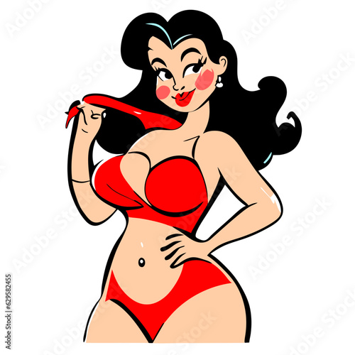 Red bikini woman