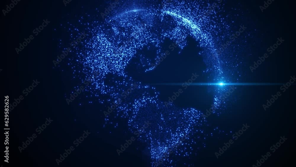 Futuristic Cyber Space Globe Background. Digital Technology Globe Map Concept.