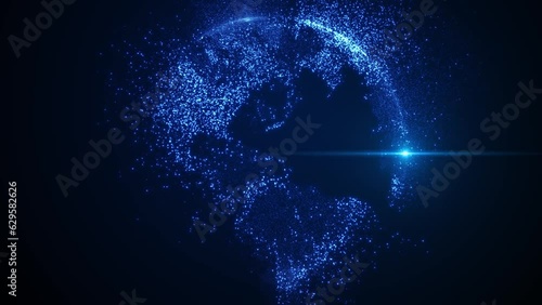 Futuristic Cyber Space Globe Background. Digital Technology Globe Map Concept.