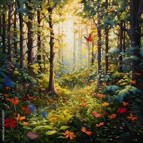 Animated dense enchanted forest
