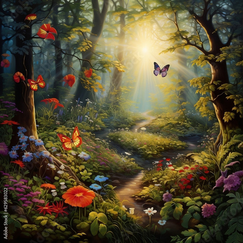 Animated dense enchanted forest